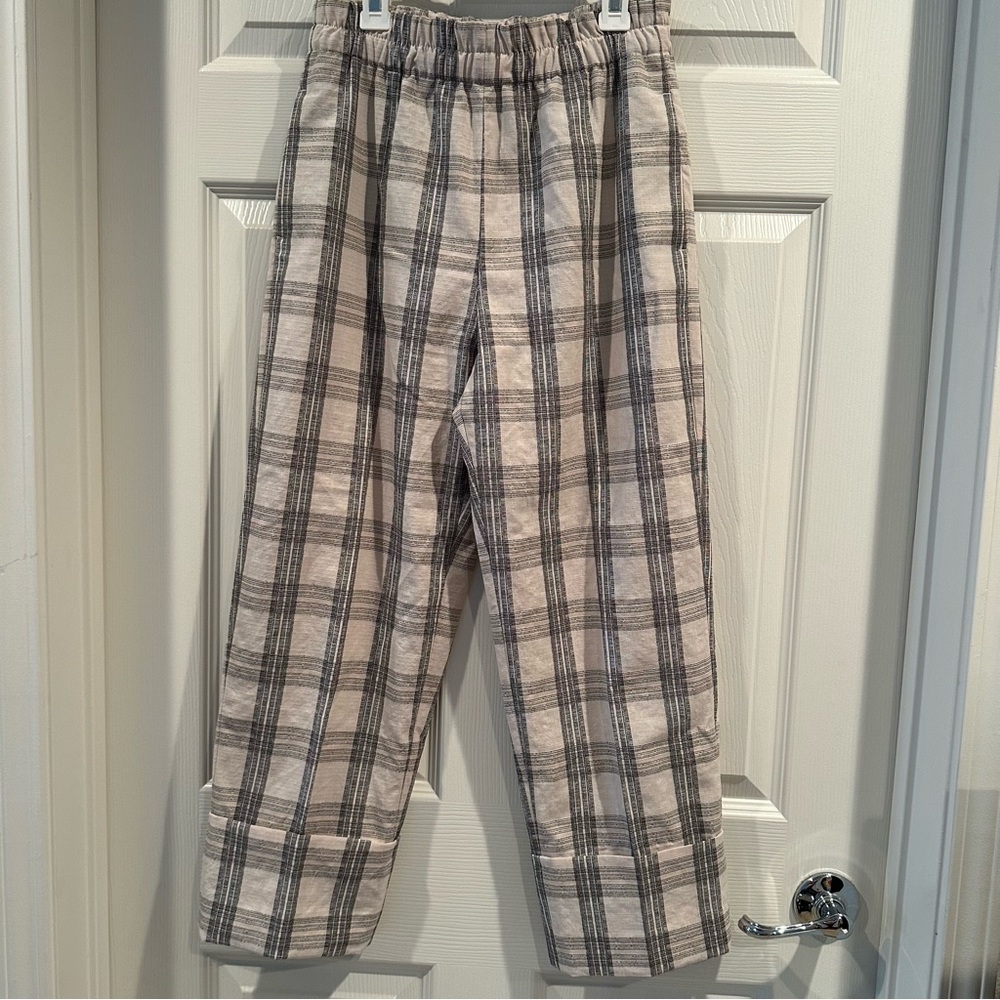Zara plaid textured cuffed trouser pants